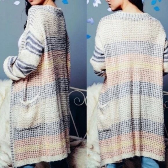 ✨4X HP✨ Oversized Boyfriend Striped Open Cardigan - M/L - Picture 4 of 15